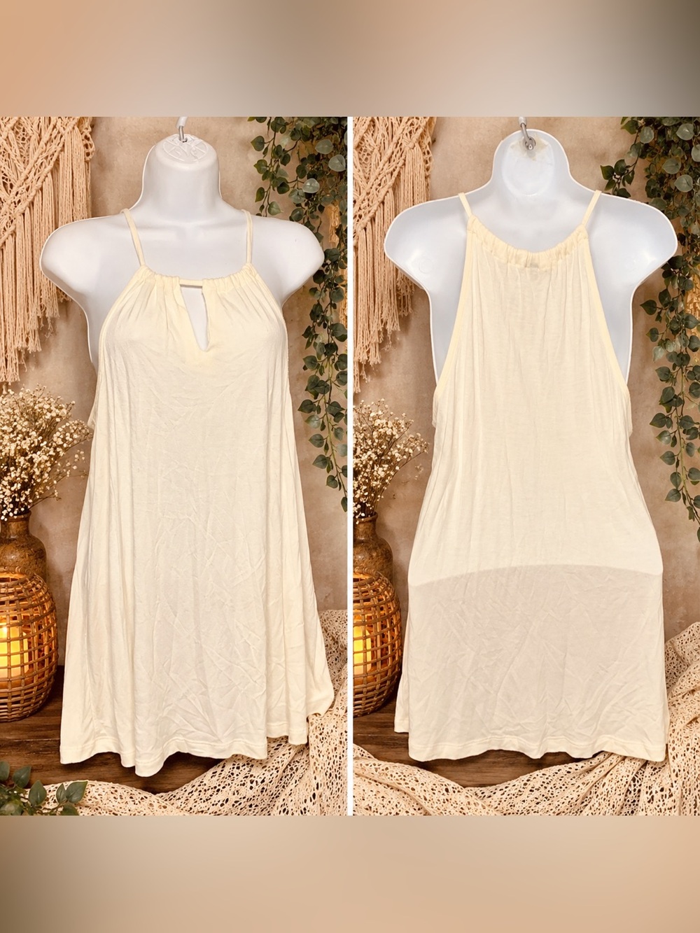 LASCANA Women’s Ivory Keyhole Tank Top – Size US (4/6)